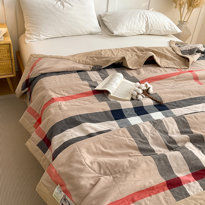 91家纺网 家纺一手货源 找家纺 yyds网供 2026新款无印格子A类里外全棉纯棉水洗棉新疆棉花夏被夏凉被空调被 英伦宝莉