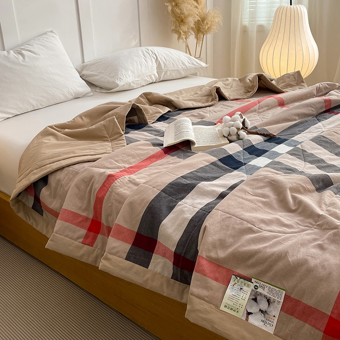 91家纺网 家纺一手货源 找家纺 yyds网供 2026新款无印格子A类里外全棉纯棉水洗棉新疆棉花夏被夏凉被空调被 英伦宝莉