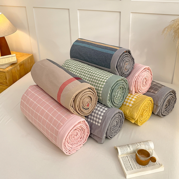 91家纺网 家纺一手货源 找家纺 yyds网供 2026新款无印格子A类里外全棉纯棉水洗棉新疆棉花夏被夏凉被空调被 组合图仅供展示不可下单