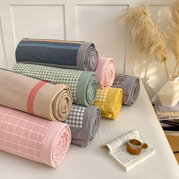 91家纺网 家纺一手货源 找家纺 yyds网供 2026新款无印格子A类里外全棉纯棉水洗棉新疆棉花夏被夏凉被空调被 组合图仅供展示不可下单