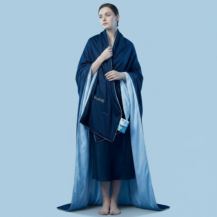 91家纺网 家纺一手货源 找家纺 鸣升家纺 2026新款凉感丝提花夏被夏凉被空调被 冰感-深蓝