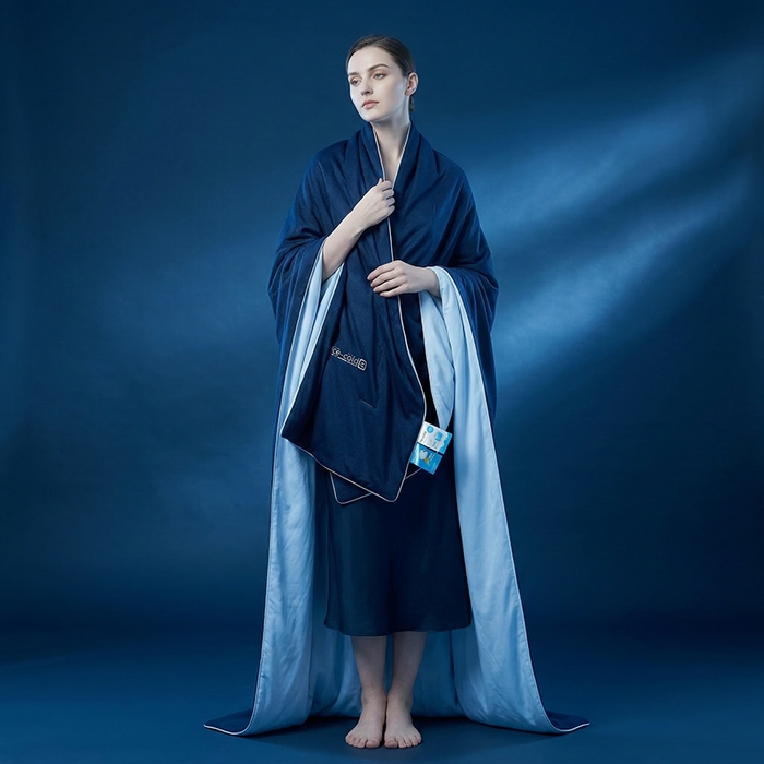 91家纺网 家纺一手货源 找家纺 鸣升家纺 2026新款凉感丝提花夏被夏凉被空调被 冰感-深蓝