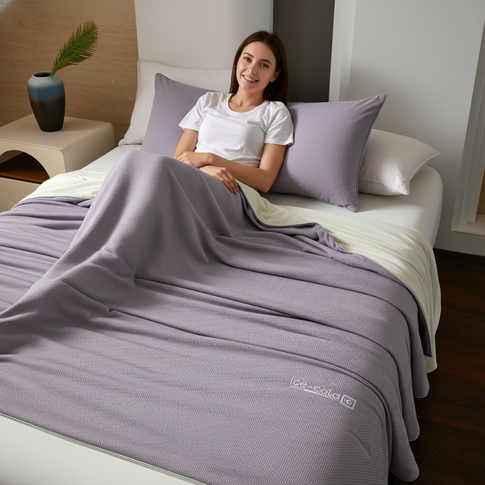 91家纺网 家纺一手货源 找家纺 鸣升家纺 2026新款凉感丝提花夏被夏凉被空调被 冰感-紫