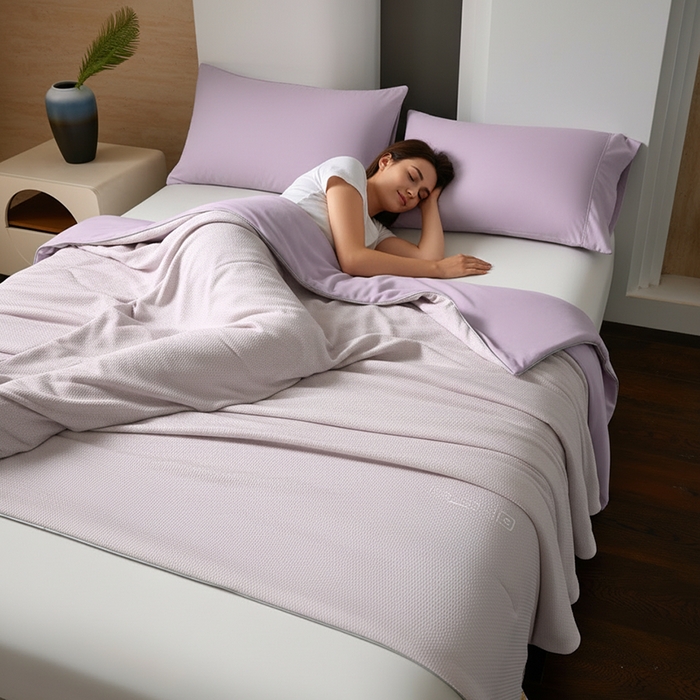 91家纺网 家纺一手货源 找家纺 鸣升家纺 2026新款凉感丝提花夏被夏凉被空调被 冰感-粉