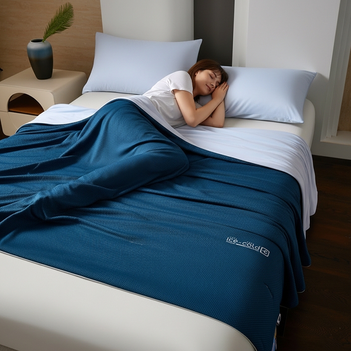 91家纺网 家纺一手货源 找家纺 鸣升家纺 2026新款凉感丝提花夏被夏凉被空调被 冰感-湖蓝