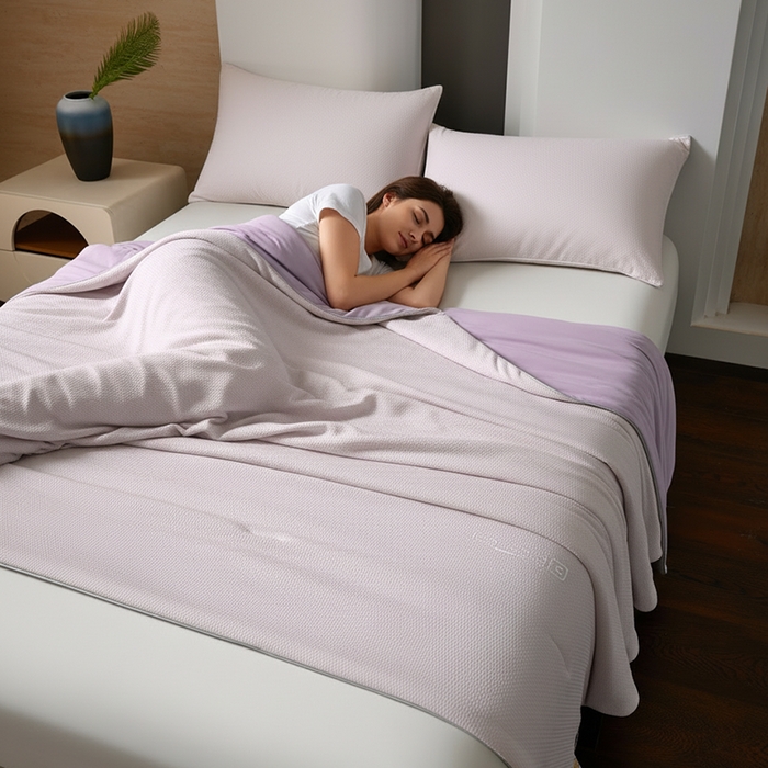 91家纺网 家纺一手货源 找家纺 鸣升家纺 2026新款凉感丝提花夏被夏凉被空调被 冰感-粉