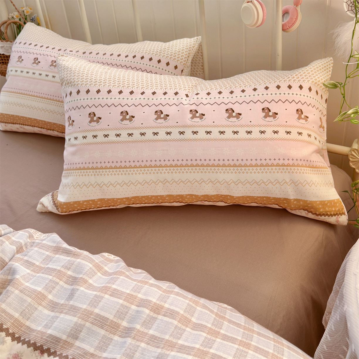 91家纺网 家纺一手货源 找家纺 名兮家居 2026春夏新款全棉纯棉A类双层纱四件套 双层纱-木马集