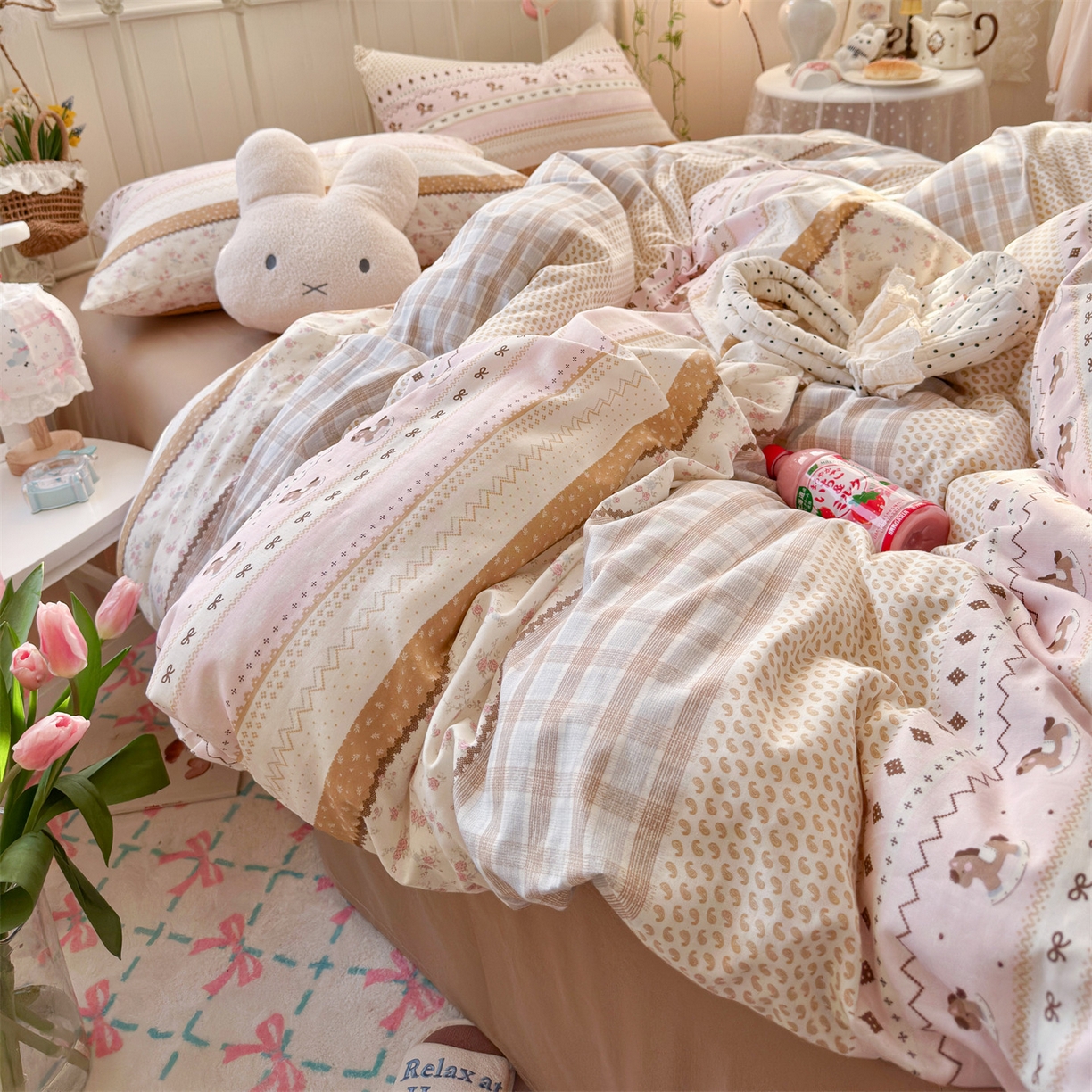 91家纺网 家纺一手货源 找家纺 名兮家居 2026春夏新款全棉纯棉A类双层纱四件套 双层纱-木马集