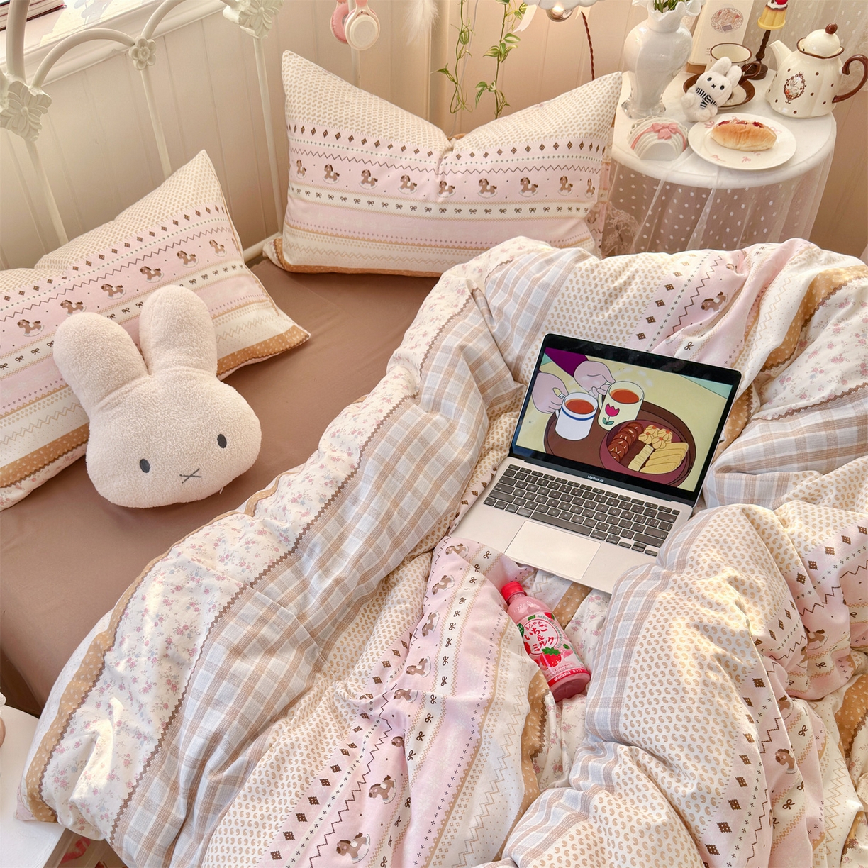 91家纺网 家纺一手货源 找家纺 名兮家居 2026春夏新款全棉纯棉A类双层纱四件套 双层纱-木马集