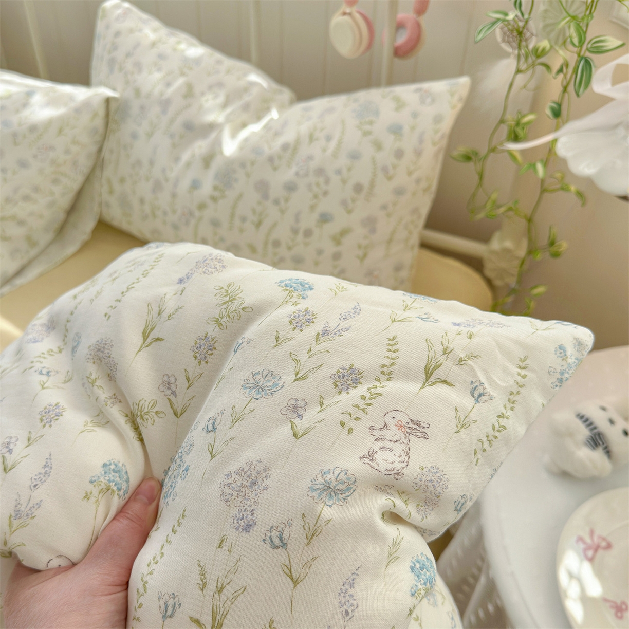 91家纺网 家纺一手货源 找家纺 名兮家居 2026春夏新款全棉纯棉A类双层纱四件套 双层纱-晴天兔