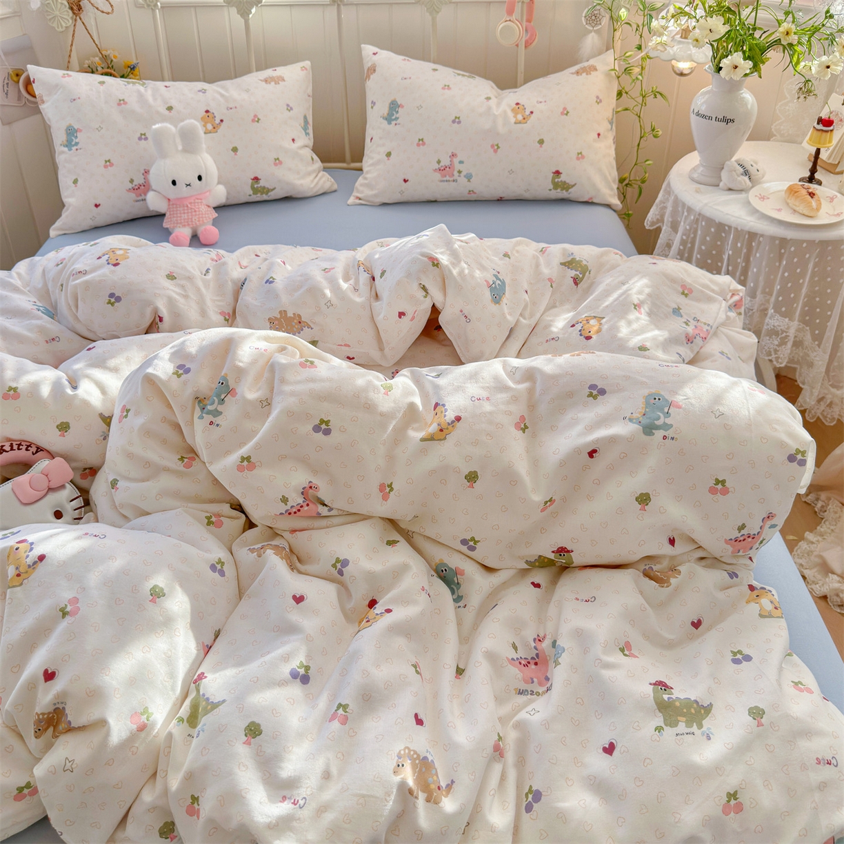 名兮家居 2026春夏新款全棉纯棉A类双层纱四件套 双层纱-趣味王国