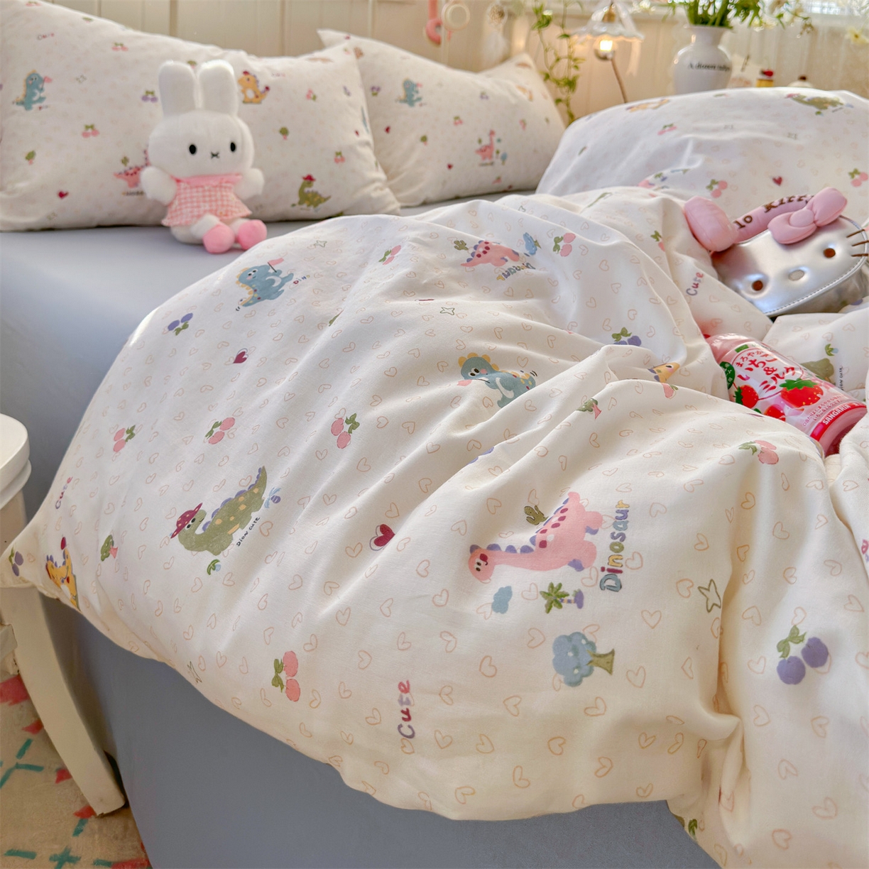 91家纺网 家纺一手货源 找家纺 名兮家居 2026春夏新款全棉纯棉A类双层纱四件套 双层纱-趣味王国