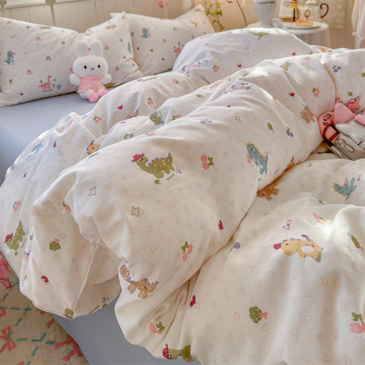 91家纺网 家纺一手货源 找家纺 名兮家居 2026春夏新款全棉纯棉A类双层纱四件套 双层纱-趣味王国