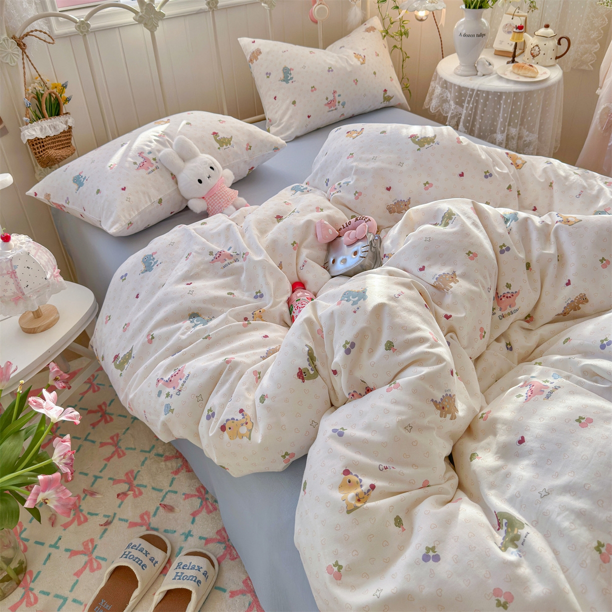 91家纺网 家纺一手货源 找家纺 名兮家居 2026春夏新款全棉纯棉A类双层纱四件套 双层纱-趣味王国