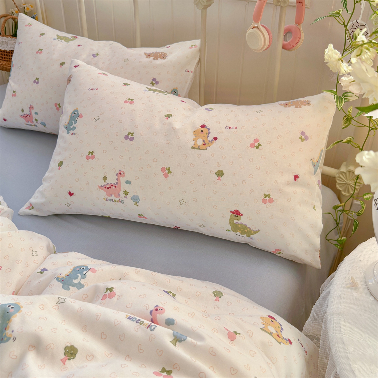 91家纺网 家纺一手货源 找家纺 名兮家居 2026春夏新款全棉纯棉A类双层纱四件套 双层纱-趣味王国