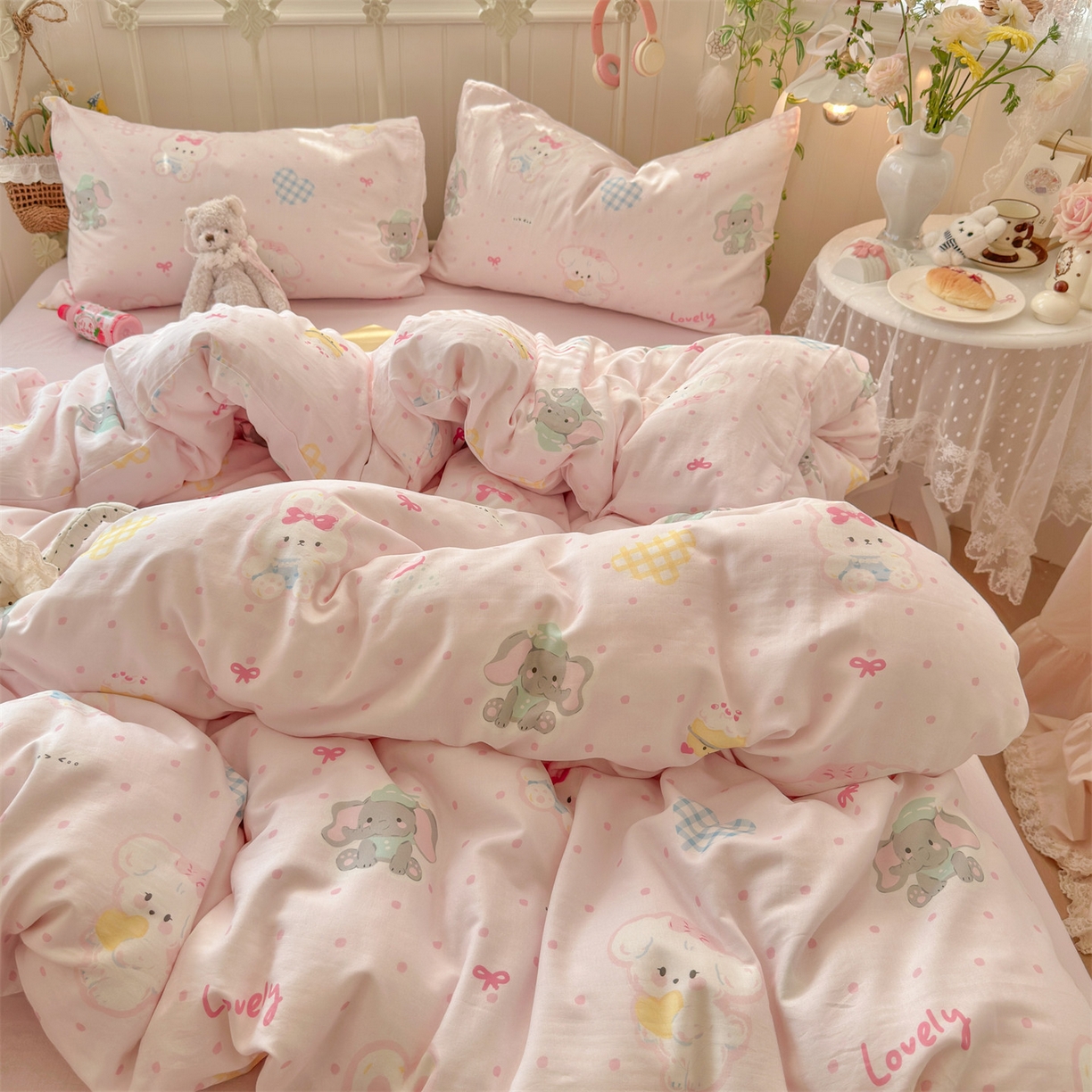 名兮家居 2026春夏新款全棉纯棉A类双层纱四件套 双层纱-童梦缘