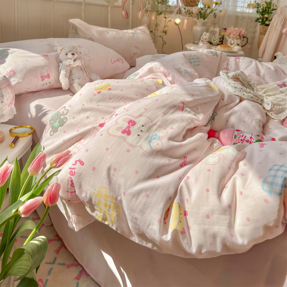 91家纺网 家纺一手货源 找家纺 名兮家居 2026春夏新款全棉纯棉A类双层纱四件套 双层纱-童梦缘