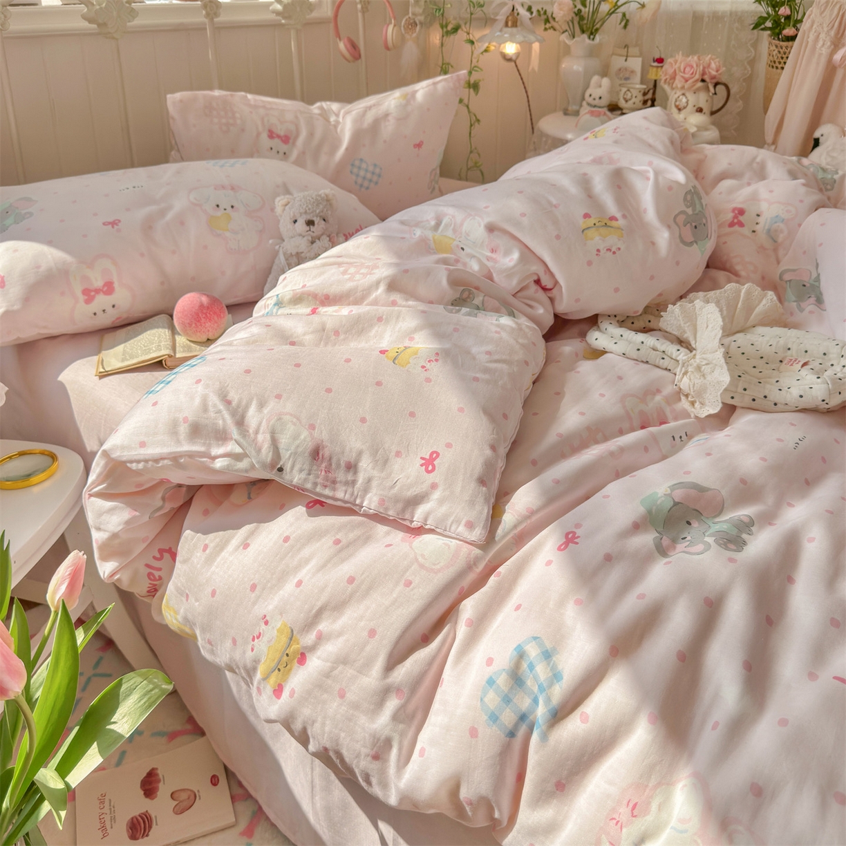 91家纺网 家纺一手货源 找家纺 名兮家居 2026春夏新款全棉纯棉A类双层纱四件套 双层纱-童梦缘