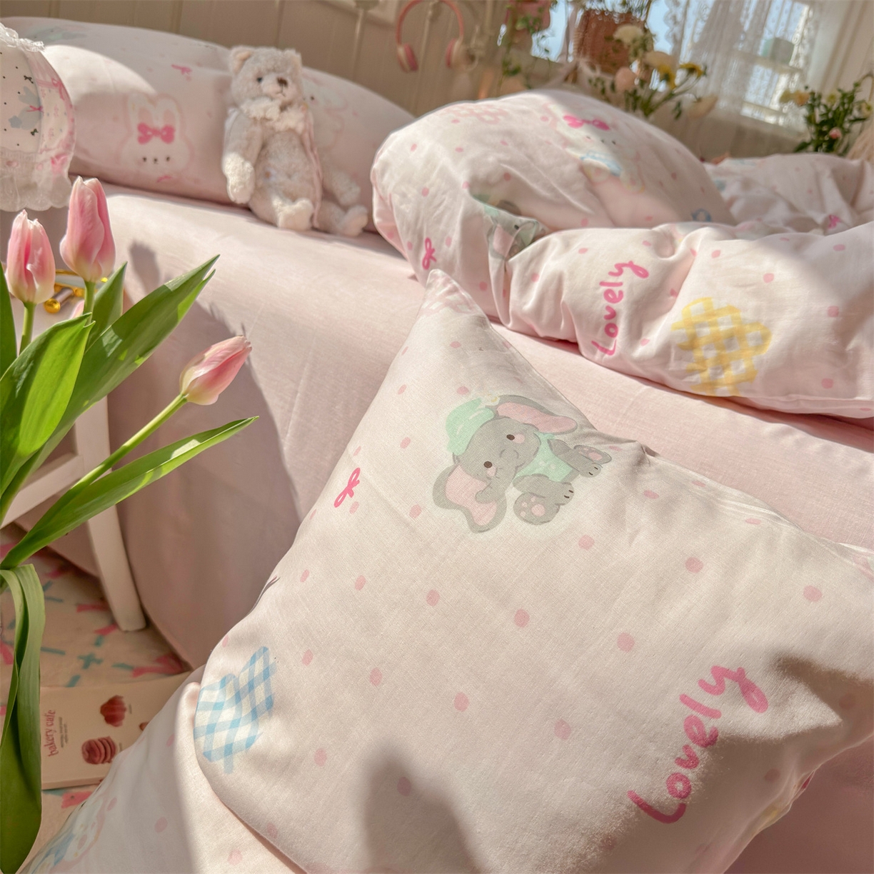 91家纺网 家纺一手货源 找家纺 名兮家居 2026春夏新款全棉纯棉A类双层纱四件套 双层纱-童梦缘