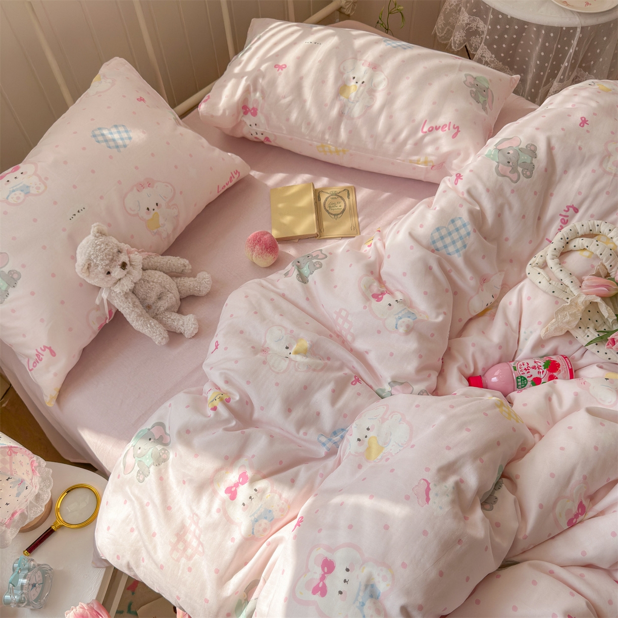 91家纺网 家纺一手货源 找家纺 名兮家居 2026春夏新款全棉纯棉A类双层纱四件套 双层纱-童梦缘