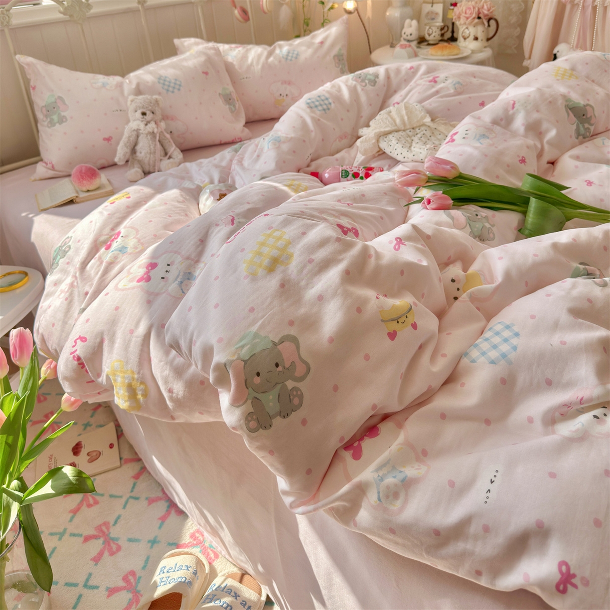 91家纺网 家纺一手货源 找家纺 名兮家居 2026春夏新款全棉纯棉A类双层纱四件套 双层纱-童梦缘