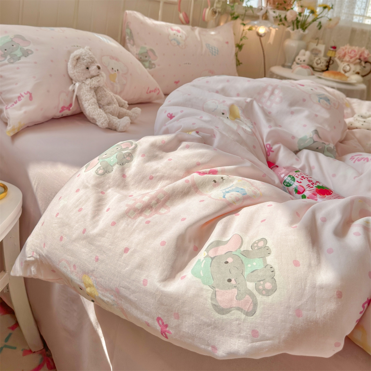 91家纺网 家纺一手货源 找家纺 名兮家居 2026春夏新款全棉纯棉A类双层纱四件套 双层纱-童梦缘