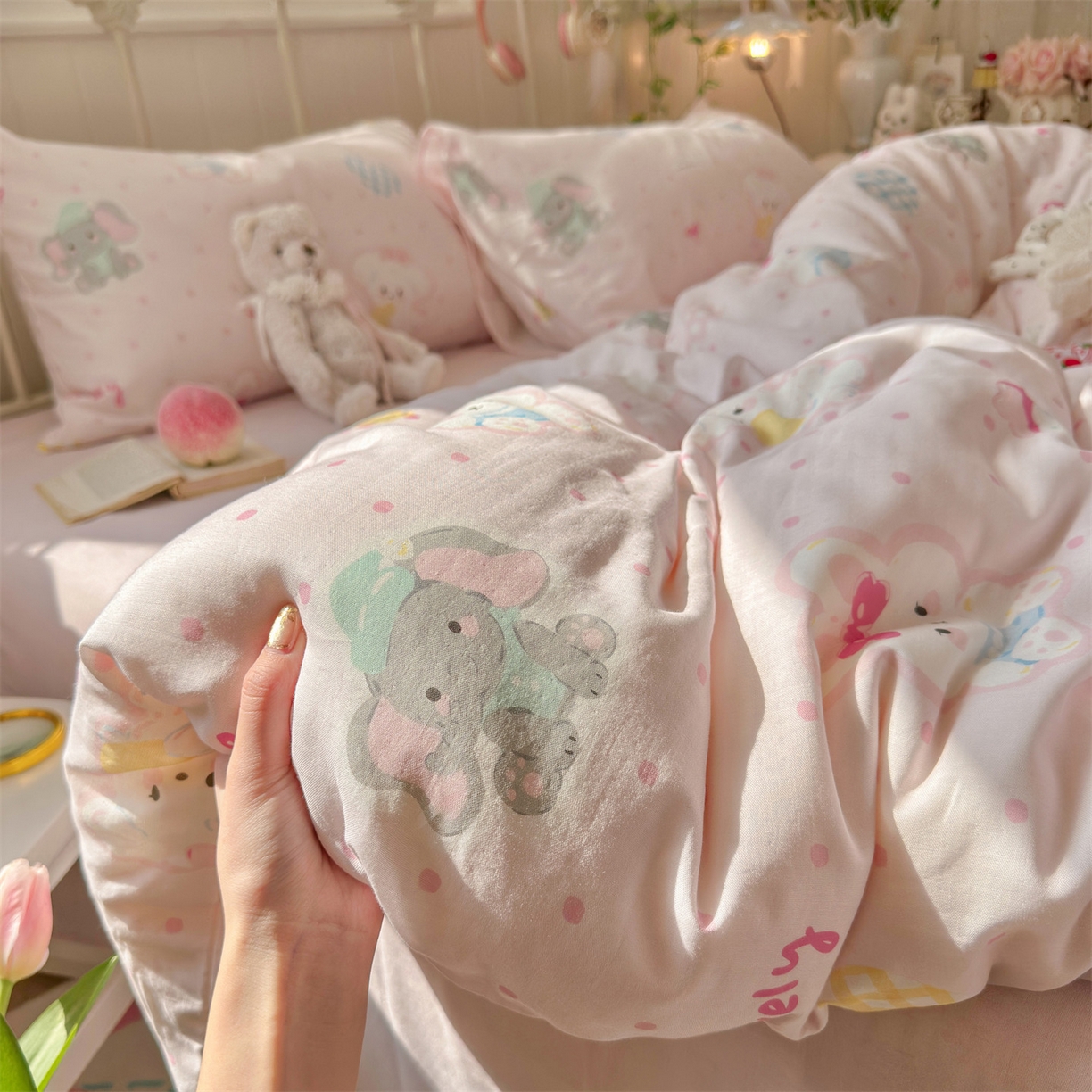 91家纺网 家纺一手货源 找家纺 名兮家居 2026春夏新款全棉纯棉A类双层纱四件套 双层纱-童梦缘