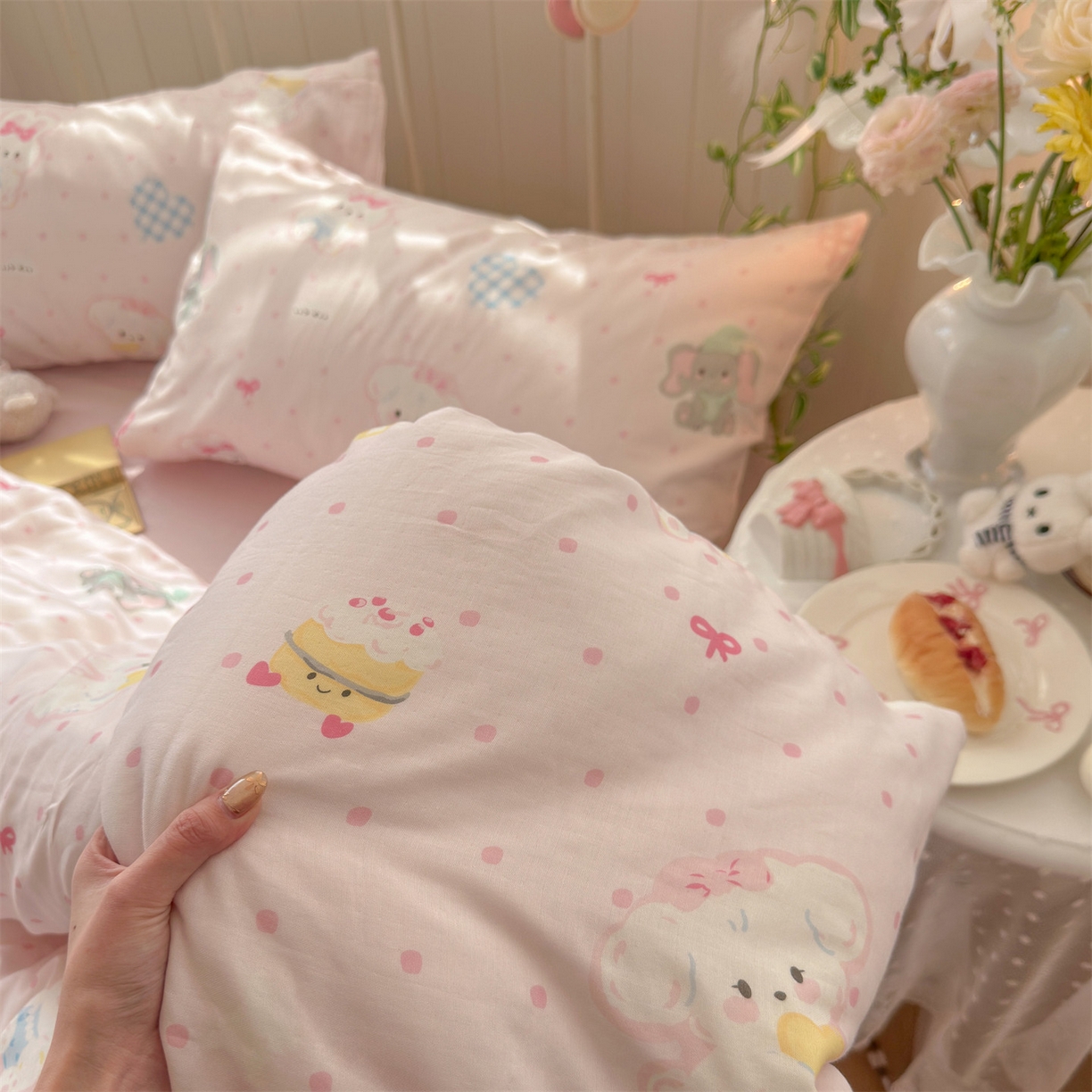 91家纺网 家纺一手货源 找家纺 名兮家居 2026春夏新款全棉纯棉A类双层纱四件套 双层纱-童梦缘