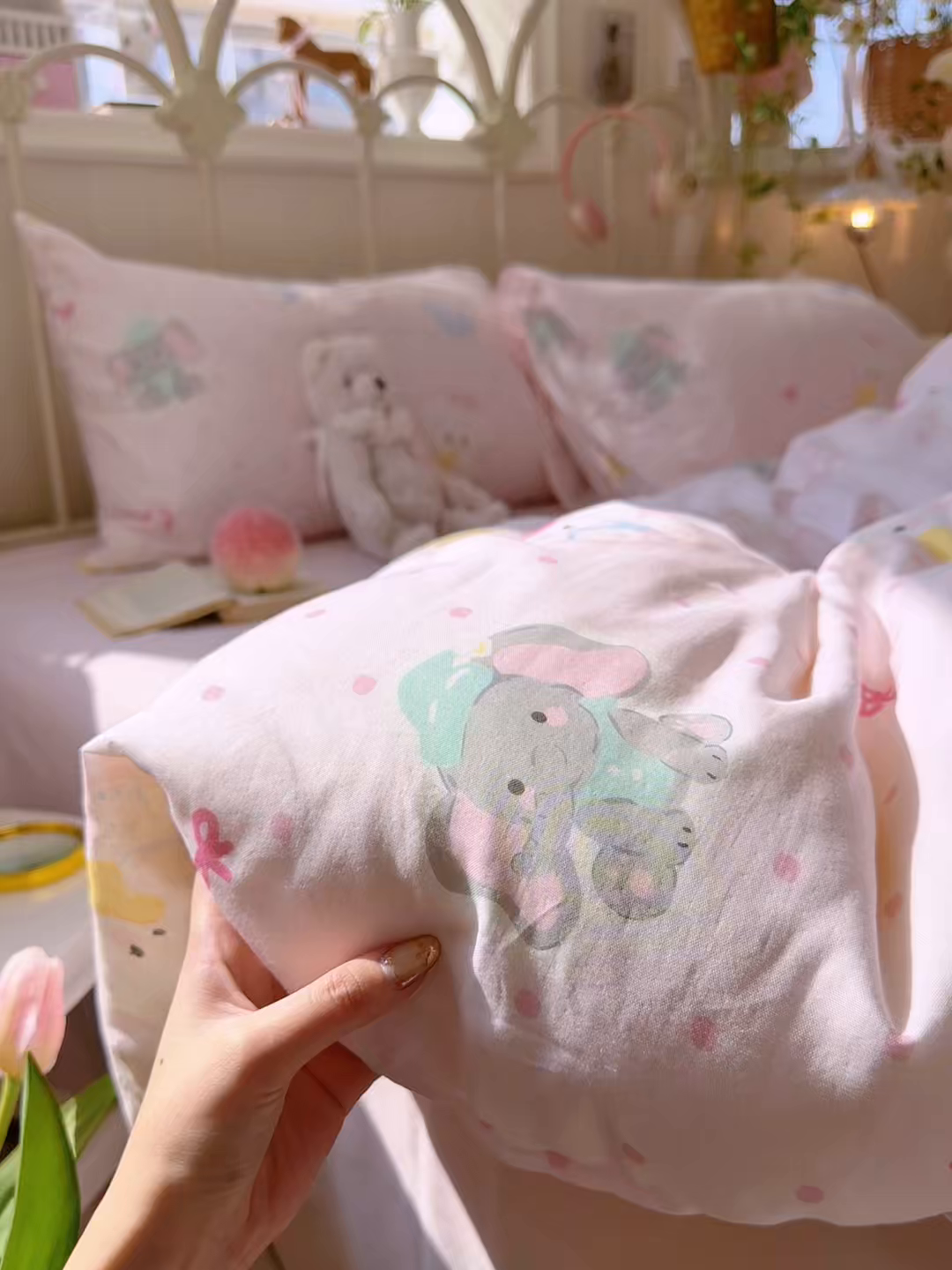 91家纺网 家纺一手货源 找家纺 名兮家居 2026春夏新款全棉纯棉A类双层纱四件套 双层纱-童梦缘