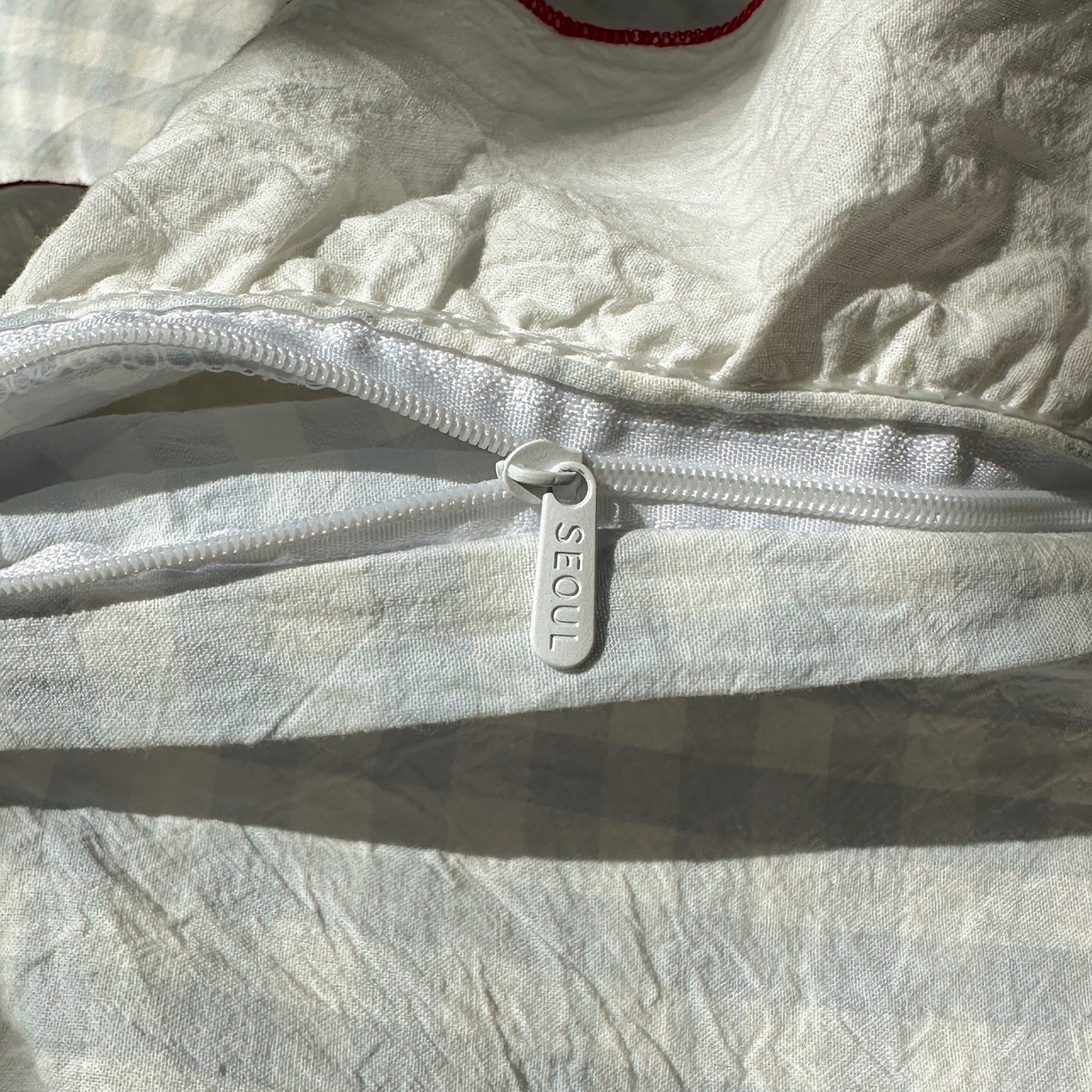 91家纺网 家纺一手货源 找家纺 首尔家纺 2026新款全棉色织水洗棉四件套花边款小红书ins风-樱桃可露丽 樱桃可露丽-蓝格