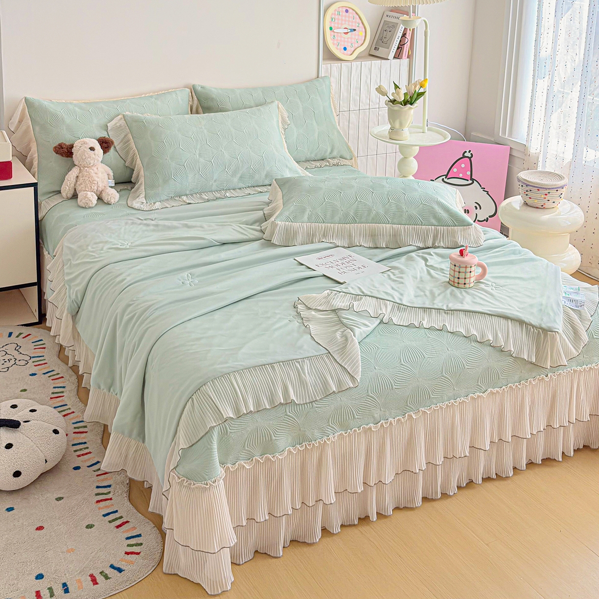 91家纺网 家纺一手货源 找家纺 （总）暖芯家纺 2026新款凉感丝网纱凉席夏被夏凉被空调被四件套