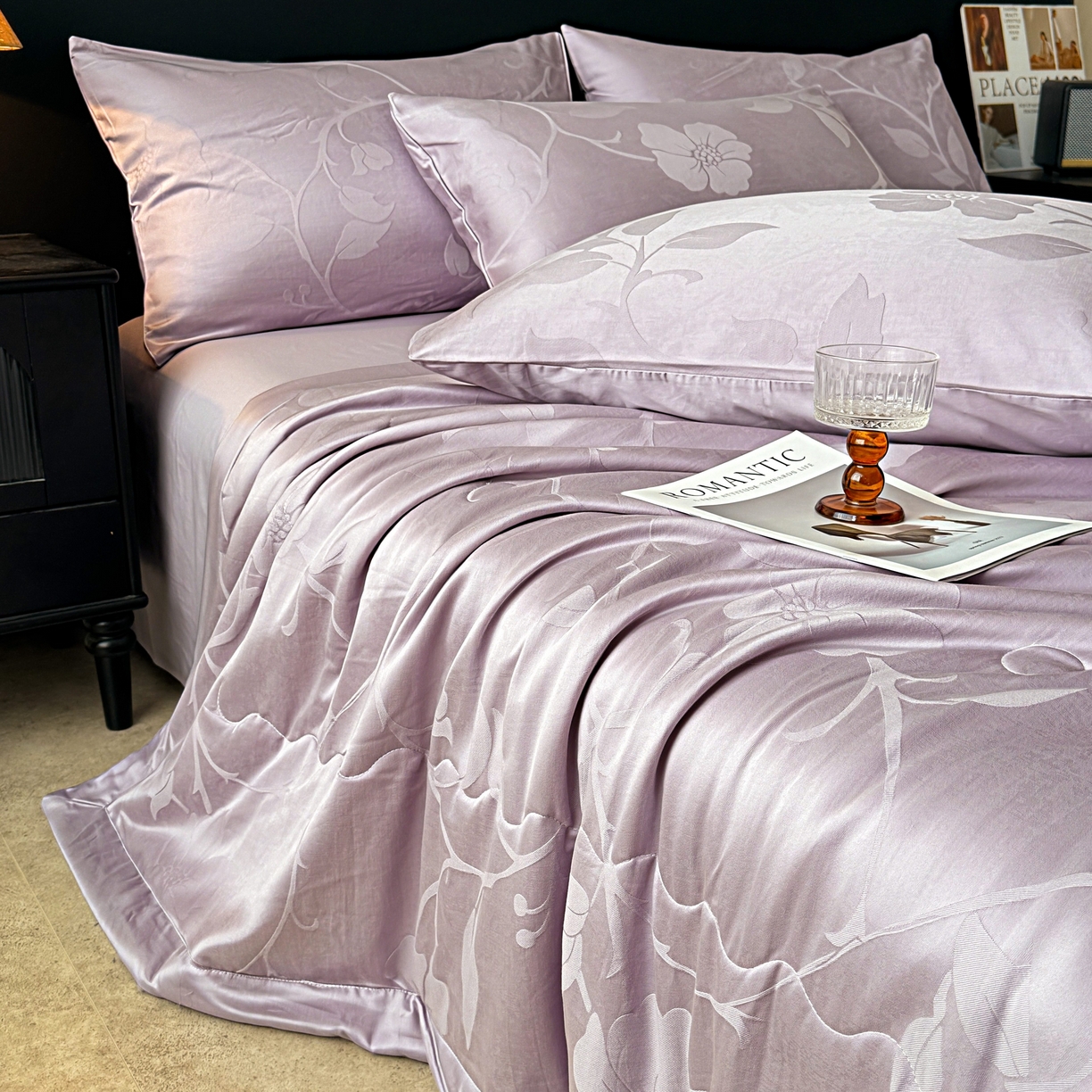 91家纺网 家纺一手货源 找家纺 乐家毛巾被（工厂自产自销） 2026春夏新款全棉60S长绒棉立体厚织提花整张棉花夏被四件套单夏被枕套夏凉被空 碧罗