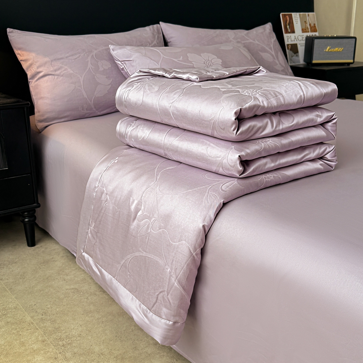 91家纺网 家纺一手货源 找家纺 乐家毛巾被（工厂自产自销） 2026春夏新款全棉60S长绒棉立体厚织提花整张棉花夏被四件套单夏被枕套夏凉被空 碧罗