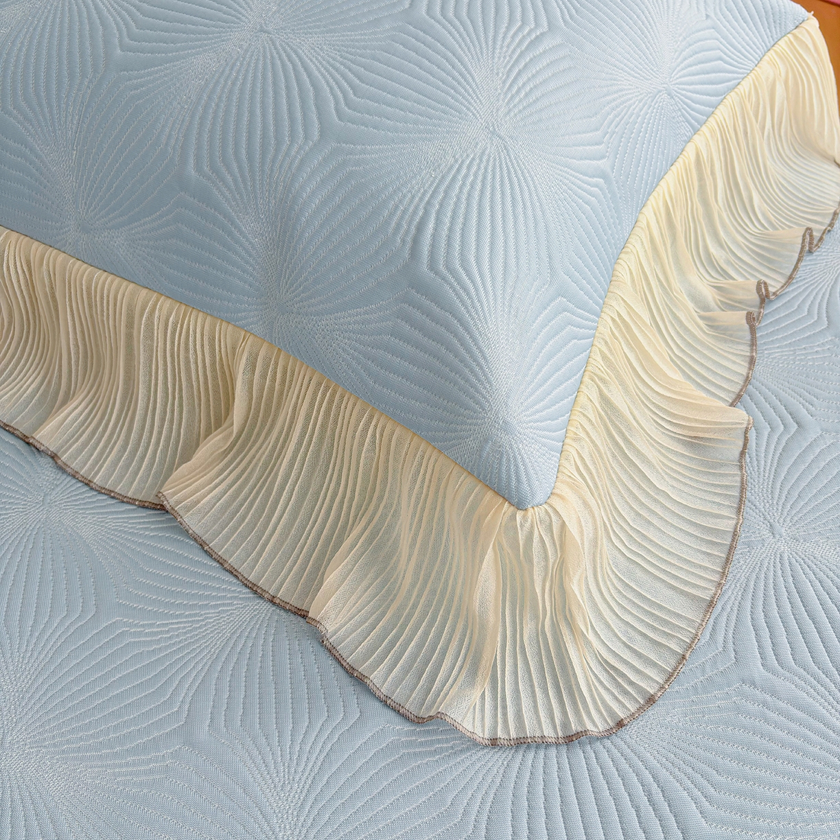 91家纺网 家纺一手货源 找家纺 暖芯家纺 2026新款凉感丝网纱凉席夏被夏凉被空调被四件套 轻梦瑶-天空蓝