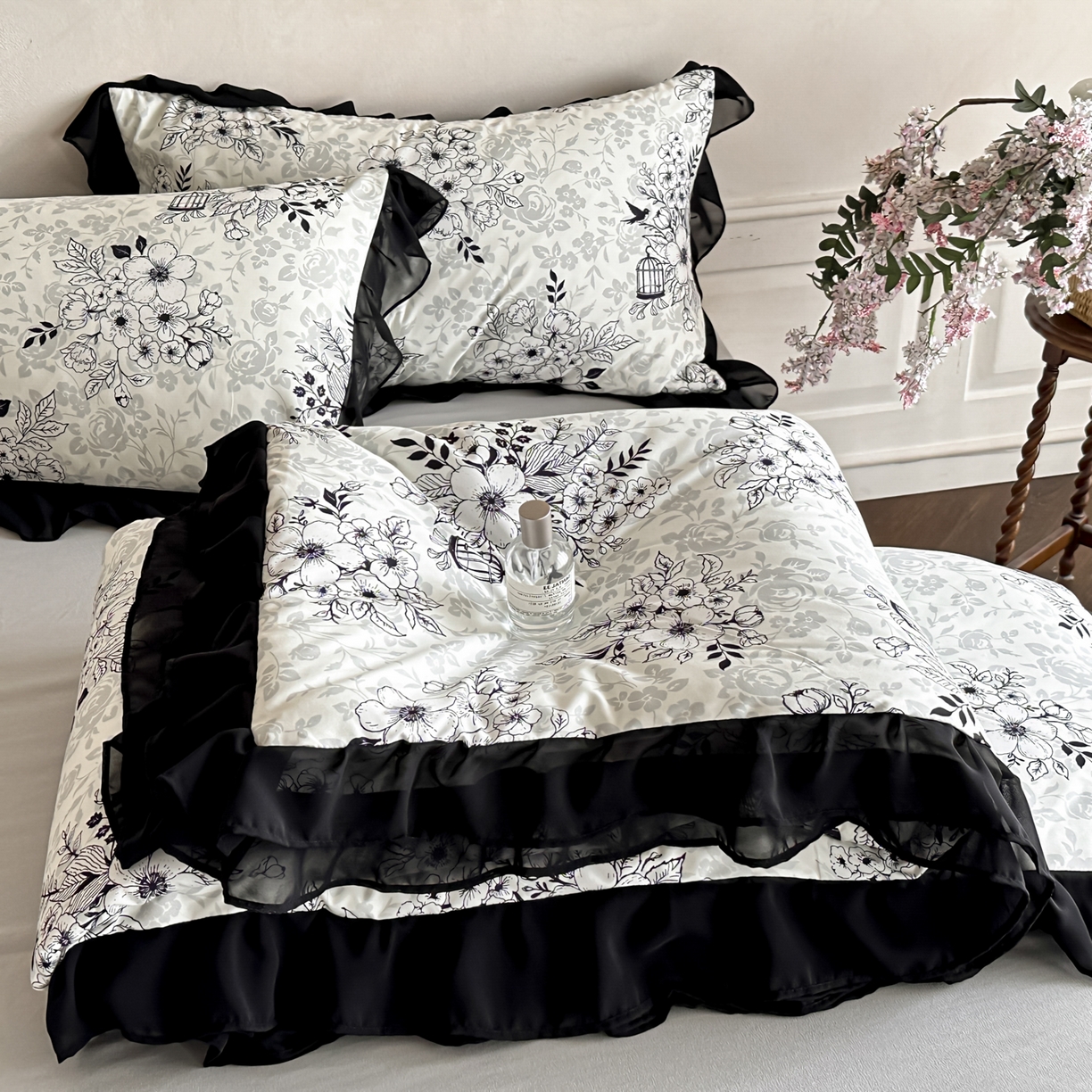 91家纺网 家纺一手货源 找家纺 （总）ab家纺 2026新款法式复古印花水洗棉夏被四件套