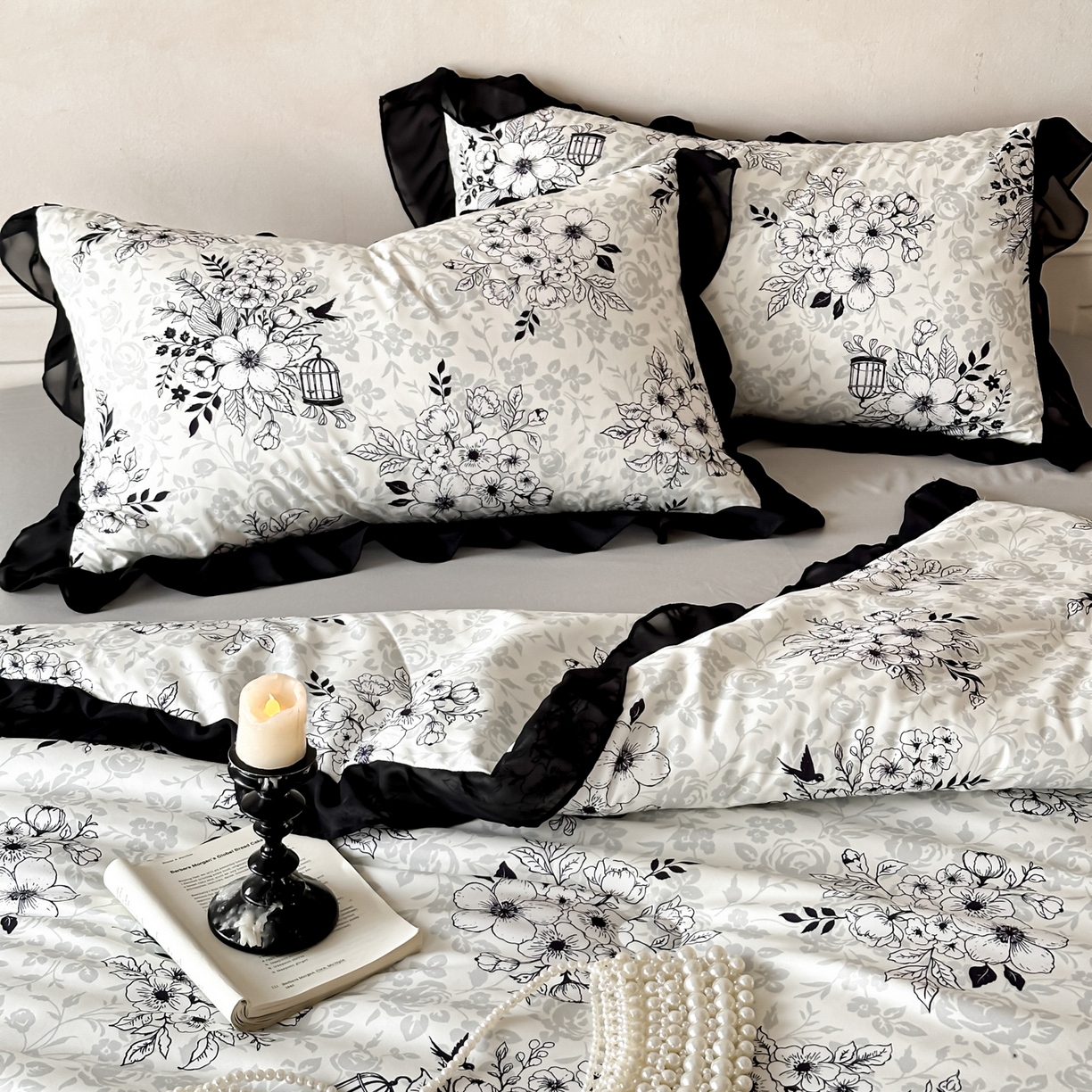 91家纺网 家纺一手货源 找家纺 （总）ab家纺 2026新款法式复古印花水洗棉夏被四件套