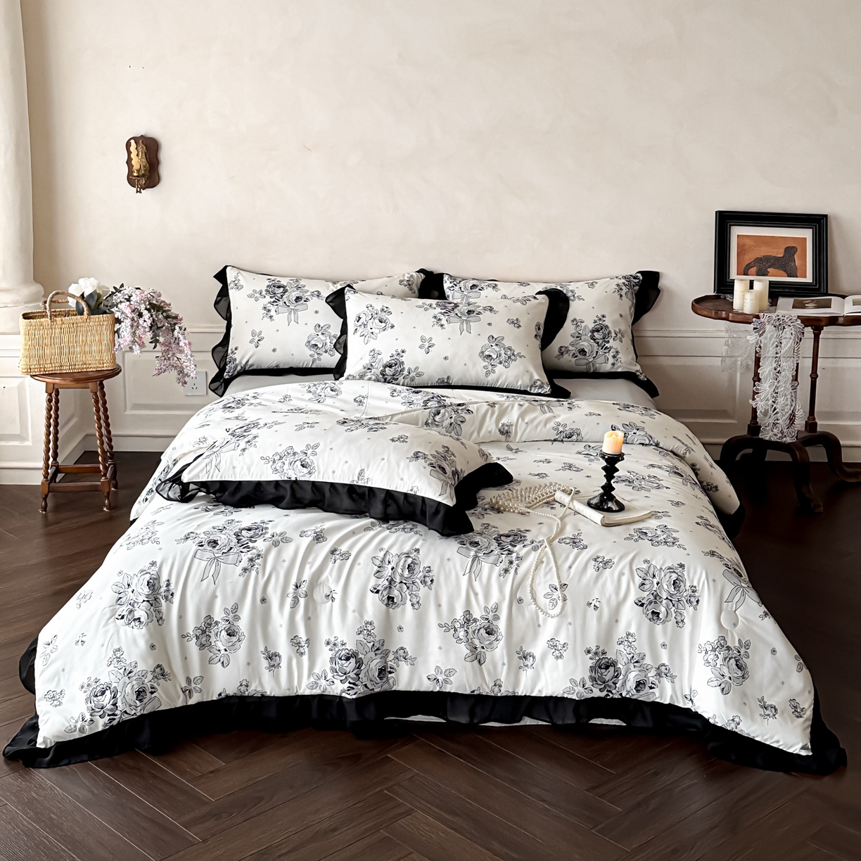 ab家纺 2026新款法式复古印花水洗棉夏被四件套 月栖