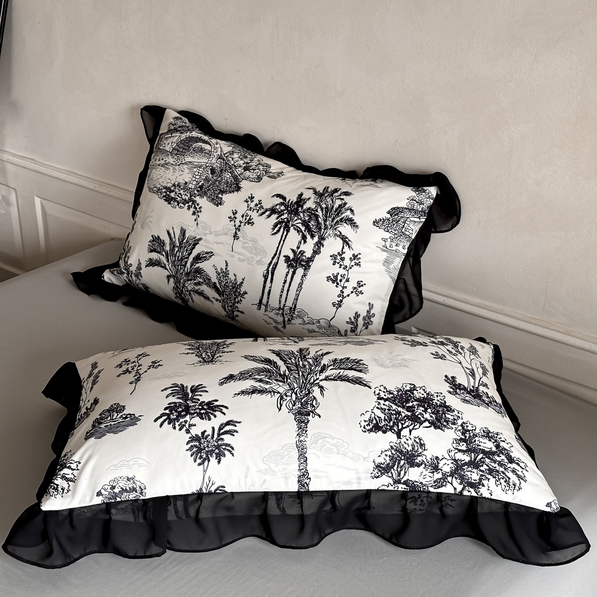 91家纺网 家纺一手货源 找家纺 ab家纺 2026新款法式复古印花水洗棉夏被四件套 莫尔花园