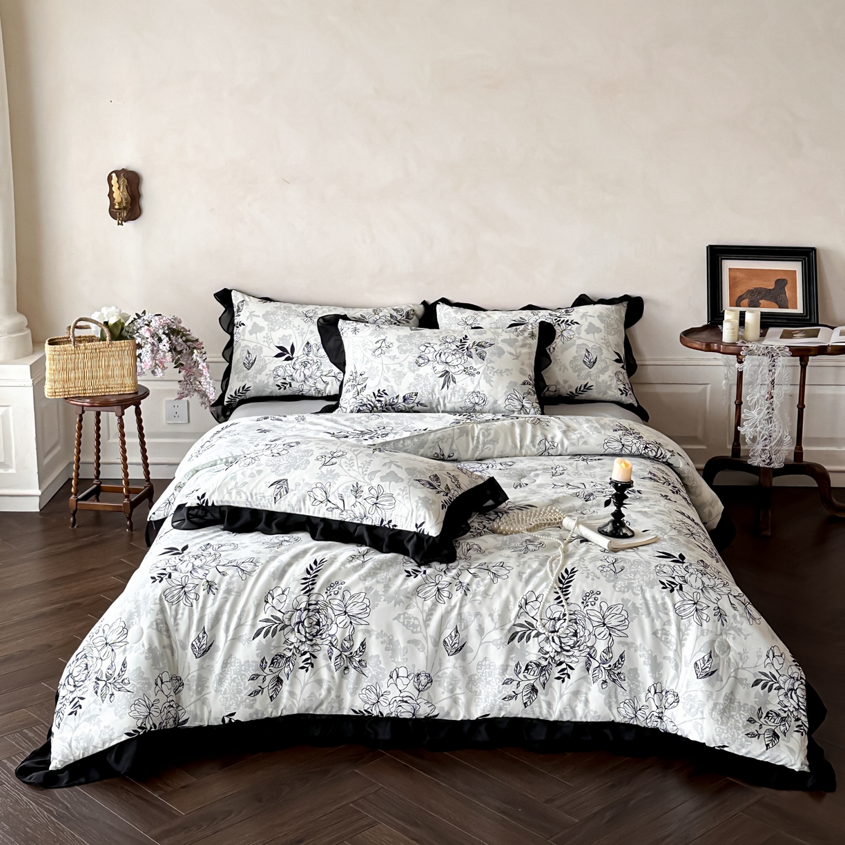 ab家纺 2026新款法式复古印花水洗棉夏被四件套 茉莉庄园