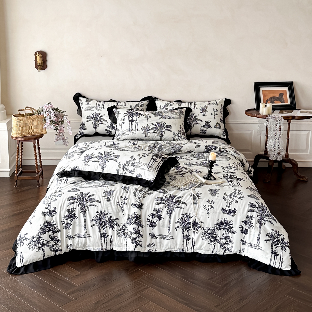 ab家纺 2026新款法式复古印花水洗棉夏被四件套 莫尔花园