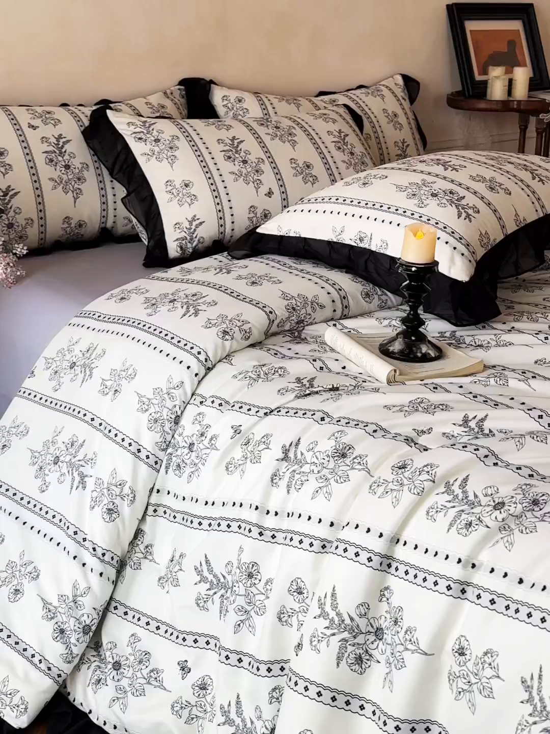 91家纺网 家纺一手货源 找家纺 ab家纺 2026新款法式复古印花水洗棉夏被四件套 巴黎西亚