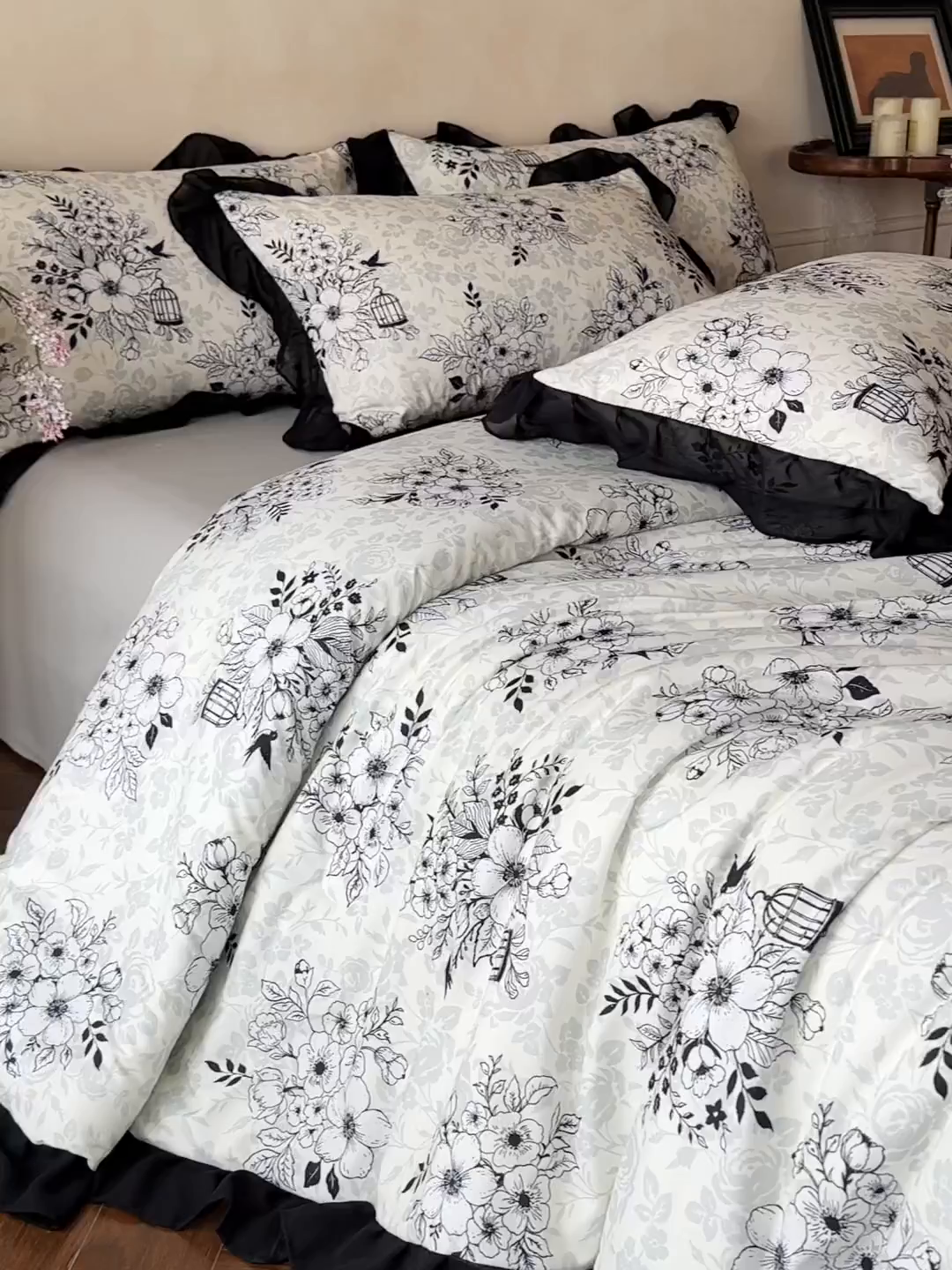 91家纺网 家纺一手货源 找家纺 （总）ab家纺 2026新款法式复古印花水洗棉夏被四件套