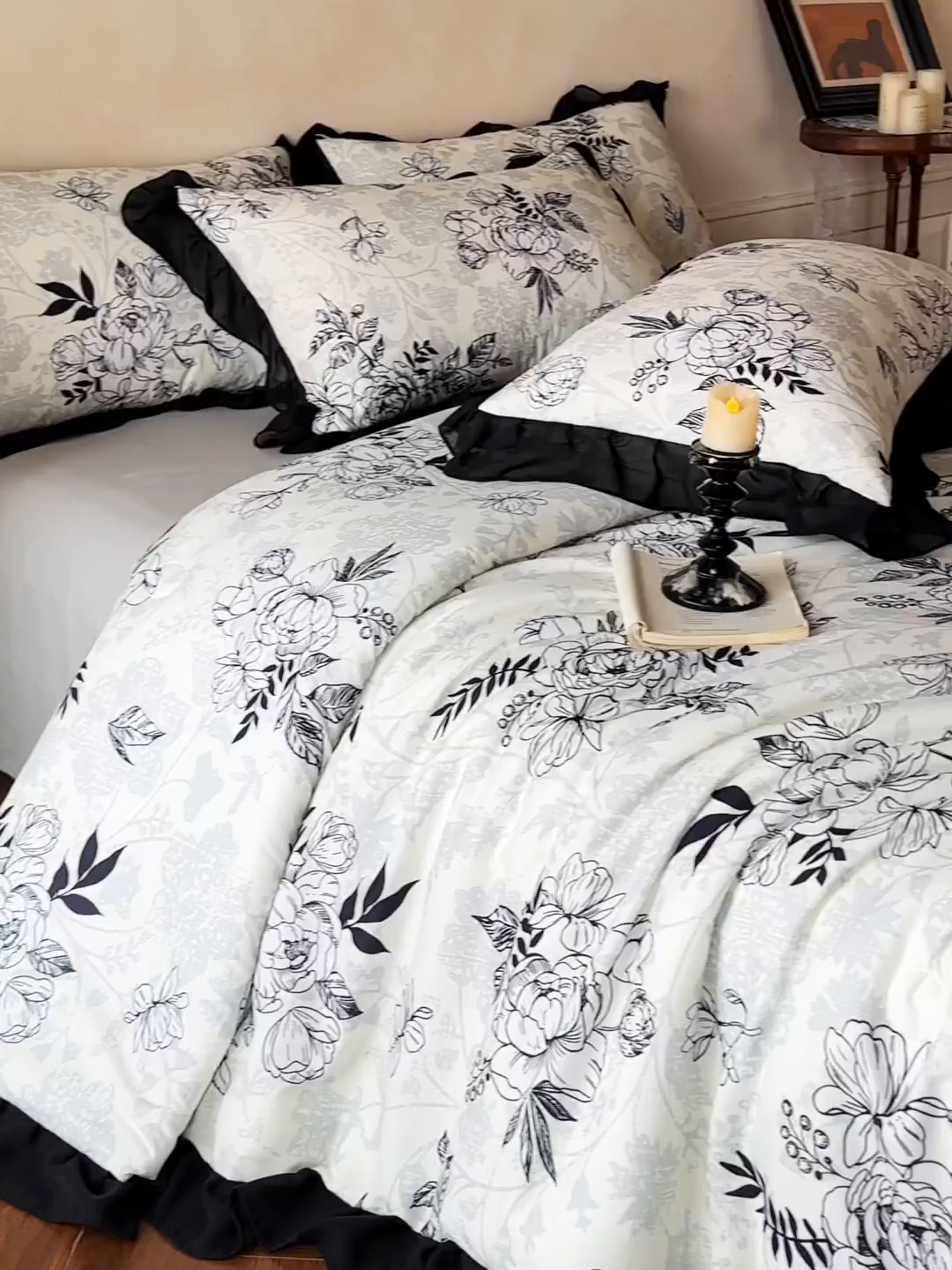 91家纺网 家纺一手货源 找家纺 ab家纺 2026新款法式复古印花水洗棉夏被四件套 茉莉庄园