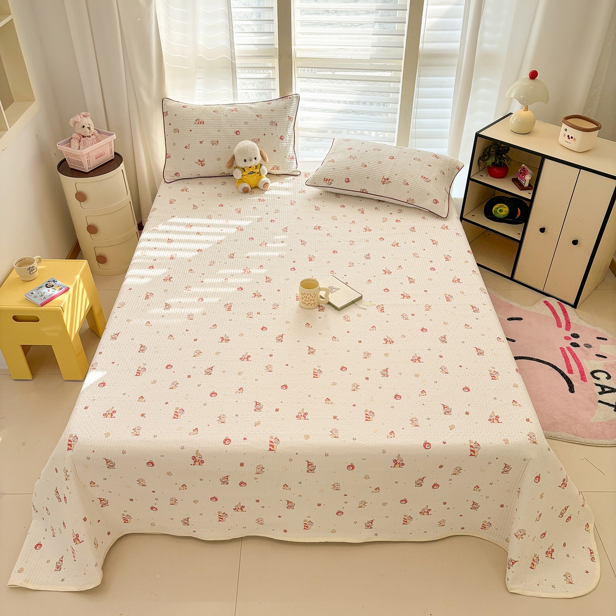 91家纺网 家纺一手货源 找家纺 优悦生活馆 2026新款麻绳款锦氨凉感丝夏被 水果小人