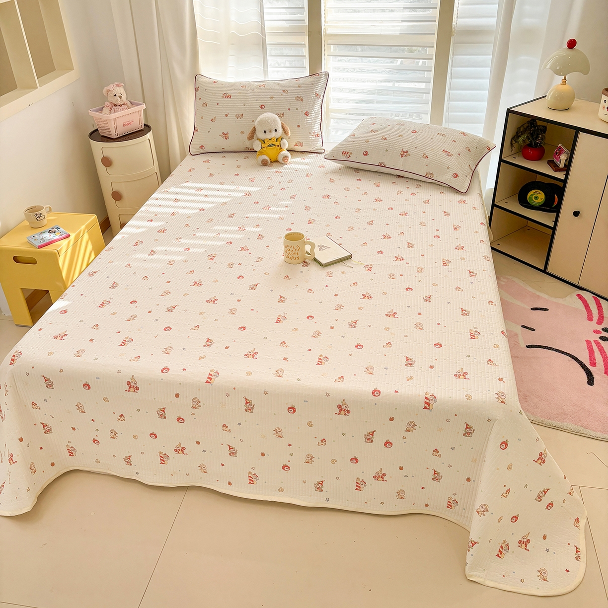 91家纺网 家纺一手货源 找家纺 优悦生活馆 2026新款麻绳款锦氨凉感丝夏被 水果小人