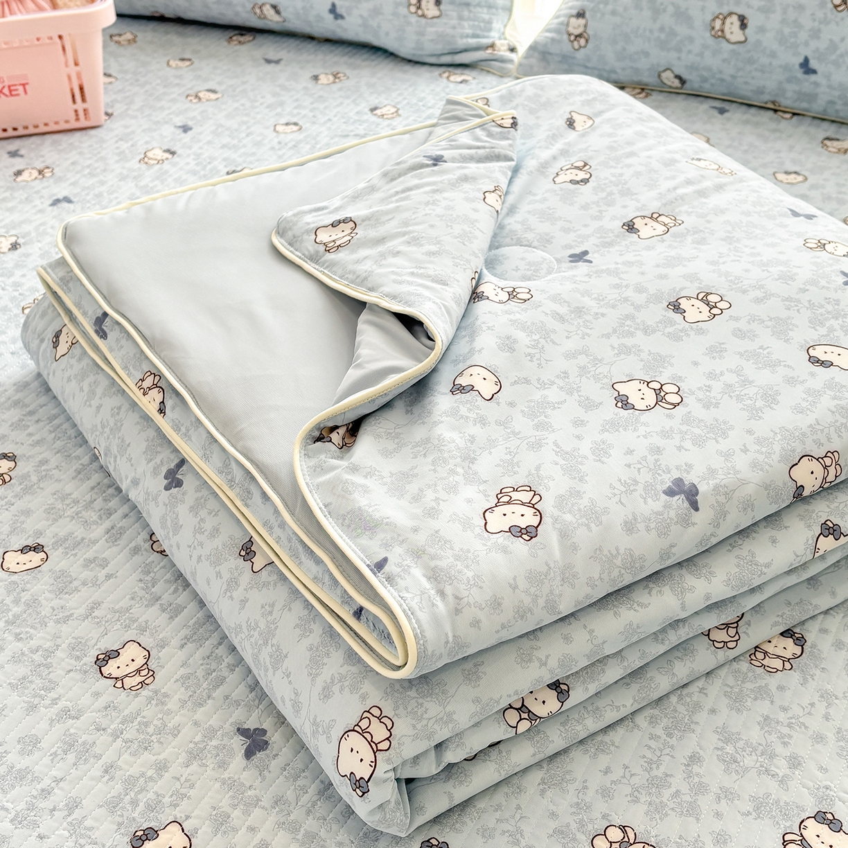 优悦生活馆 2026新款麻绳款锦氨凉感丝夏被 小猫花朵