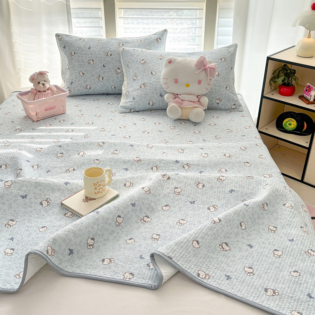 91家纺网 家纺一手货源 找家纺 优悦生活馆 2026新款麻绳款锦氨凉感丝夏被 小猫花朵