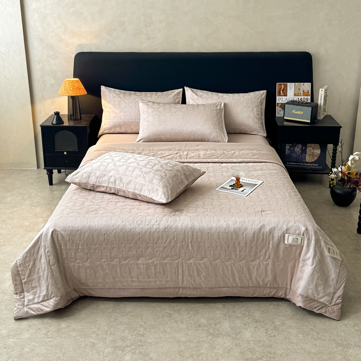 91家纺网 家纺一手货源 找家纺 乐家毛巾被（工厂自产自销） 2026春夏新款全棉60S长绒棉立体厚织提花整张棉花夏被四件套单夏被枕套夏凉被空 叠影