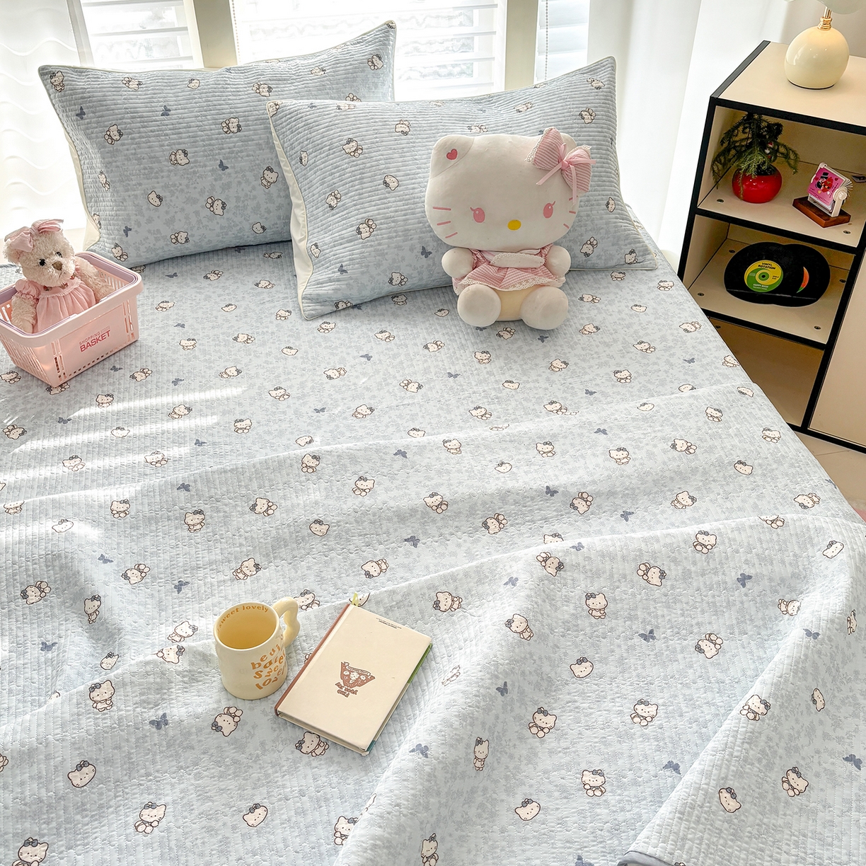 91家纺网 家纺一手货源 找家纺 优悦生活馆 2026新款麻绳款锦氨凉感丝夏被 小猫花朵