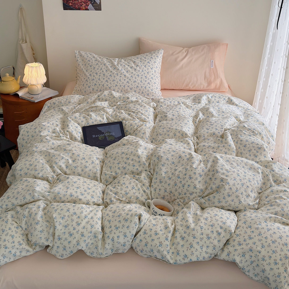 山茶家居-原创设计 2026新款全棉碎花系列四件套-曼岛 曼岛-海蓝